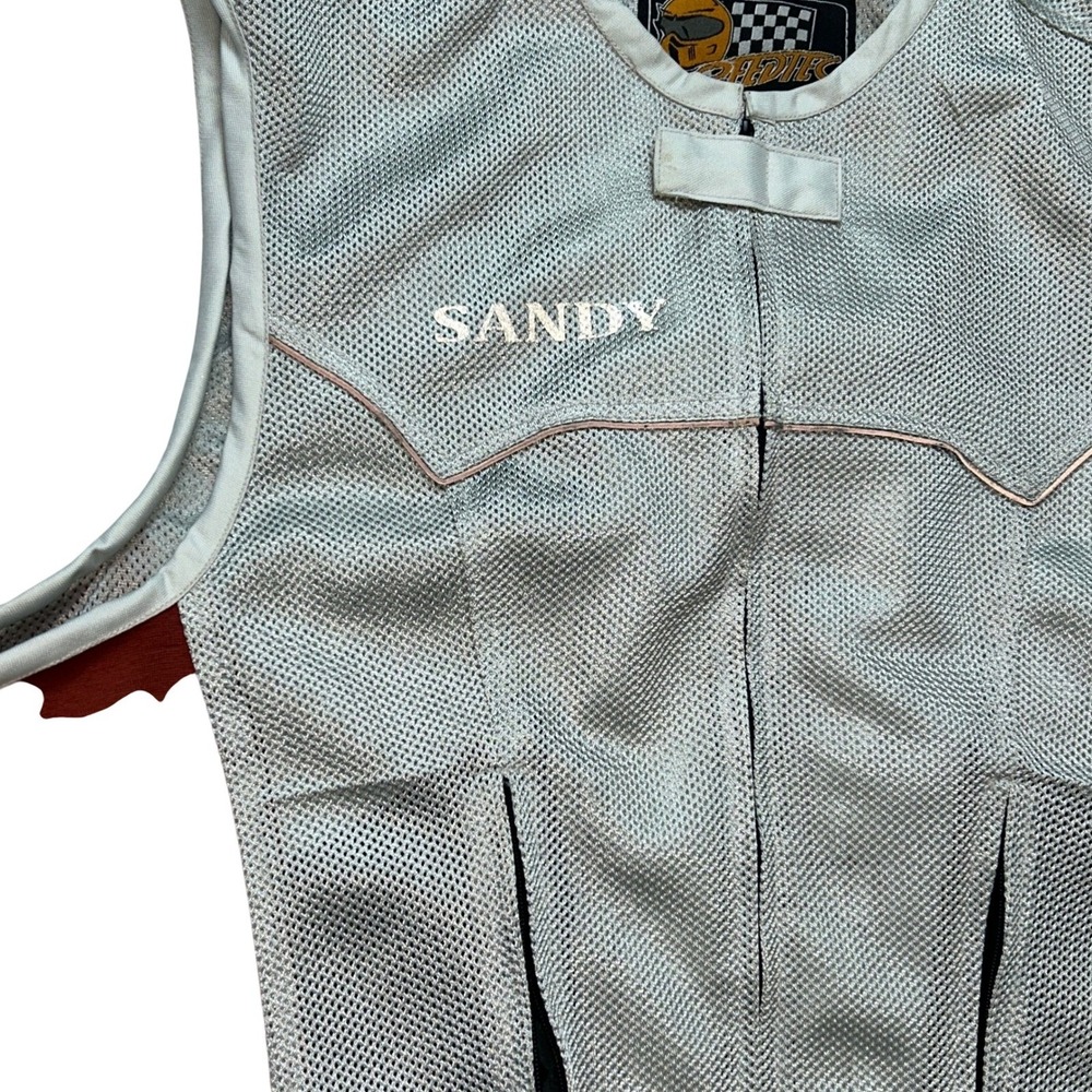 Six Gear Men's Motorcycle Mesh Vest Size L 46 Gray Red Armored Biker Riding Zip - Picture 6 of 11